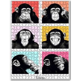 Cakapuzzle Şempanze Görmedim Duymadım İştmedim Görseli 120 Parça Ahşap Puzzle
