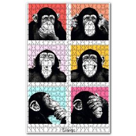 Cakapuzzle Şempanze Görmedim Duymadım İştmedim Görseli Ahşap 1000 Parça Puzzle