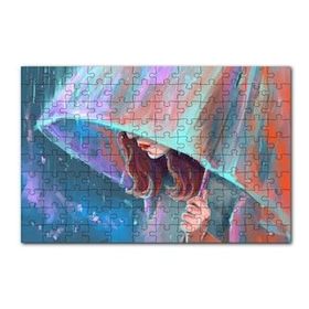 Cakapuzzle Şemsiye Tutan Kadın Görseli 120 Parça Ahşap Puzzle