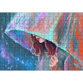 Cakapuzzle Şemsiye Tutan Kadın Görseli 120 Parça Ahşap Puzzle