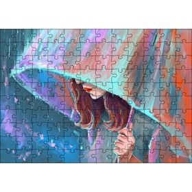 Cakapuzzle Şemsiye Tutan Kadın Görseli 120 Parça Ahşap Puzzle