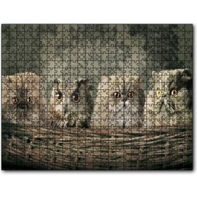 Cakapuzzle Sepetin İçinde Üç Kedi ve Bir Baykuş Mdf 120 Parça Puzzle