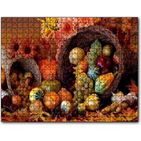 Cakapuzzle Sepetler ve Dökülen Karışık Meyveler Mdf 120 Parça Puzzle