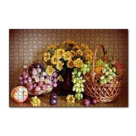 Cakapuzzle Sepette Meyvalar Vazoda Çiçek Görseli 120 Parça Ahşap Puzzle