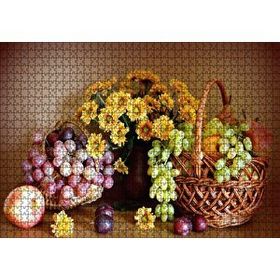 Cakapuzzle Sepette Meyvalar Vazoda Çiçek Görseli 120 Parça Ahşap Puzzle