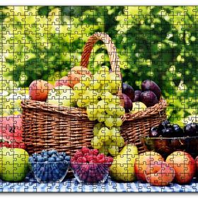 Cakapuzzle Sepette Taze Meyveler Arkaplanda Ağaçlar Mdf 500 Parça Puzzle