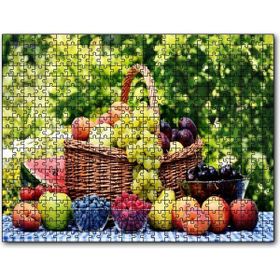 Cakapuzzle Sepette Taze Meyveler Arkaplanda Ağaçlar Mdf 500 Parça Puzzle
