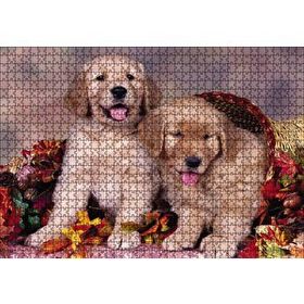 Cakapuzzle Sepetteki Yavru Köpekler 120 Parça Ahşap Puzzle