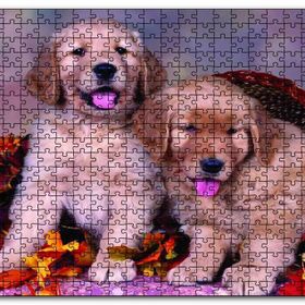 Cakapuzzle Sepetteki Yavru Köpekler Ahşap 500 Parça Puzzle