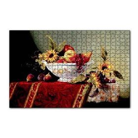 Cakapuzzle Seramik Tabakta Taze Meyveler ve Çiçekler 120 Parça Ahşap Puzzle