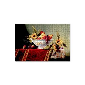 Cakapuzzle Seramik Tabakta Taze Meyveler ve Çiçekler Mdf 1000 Parça Puzzle