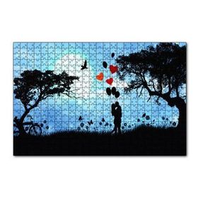 Cakapuzzle Sevgililer Doğa Balon Kalp 120 Parça Ahşap Puzzle