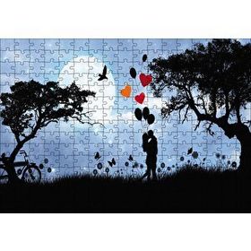 Cakapuzzle Sevgililer Doğa Balon Kalp 120 Parça Ahşap Puzzle