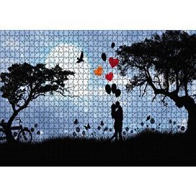 Cakapuzzle Sevgililer Doğa Balon Kalp 120 Parça Ahşap Puzzle