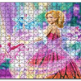 Cakapuzzle Sevimli Barbi Bebekler ve Pegassus Görseli Mdf 1000 Parça Puzzle