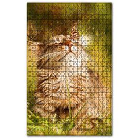 Cakapuzzle Sevimli Kedi ve Burnundaki Kelebek Ahşap 500 Parça Puzzle
