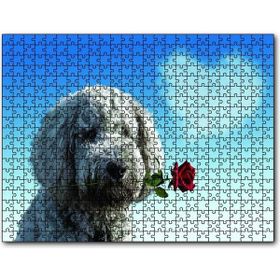 Cakapuzzle Sevimli Köpek Gül Kalp Aşk 1000 Parça Puzzle