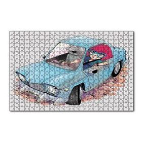 Cakapuzzle Sevimli Mavi Aracıyla Gözlüklü Anne 120 Parça Ahşap Puzzle