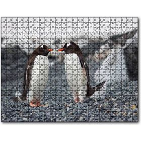 Cakapuzzle Sevimli Penguenler ve Çakıl Taşları Mdf 120 Parça Puzzle