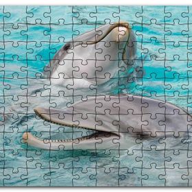 Cakapuzzle Sevimli Yunuslar Suda Oynuyor Mdf 120 Parça Puzzle