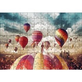 Cakapuzzle Sıcak Hava Balonları ve Bulutlar 120 Parça Ahşap Puzzle