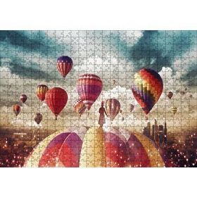 Cakapuzzle Sıcak Hava Balonları ve Bulutlar Mdf 500 Parça Puzzle