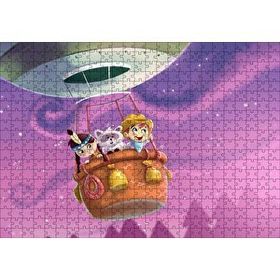 Cakapuzzle Sıcak Hava Balonunda Çocuklar ve Rakun 120 Parça Ahşap Puzzle