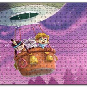 Cakapuzzle Sıcak Hava Balonunda Çocuklar ve Rakun Mdf 120 Parça Puzzle
