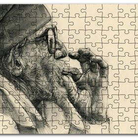 Cakapuzzle Sigara İçen Gözlüklü Yaşlı İnsan Görseli Mdf 255 Parça Puzzle