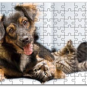 Cakapuzzle Sıkı Dostlar Sevimli Köpek ve Kedicik Mdf 1000 Parça Puzzle