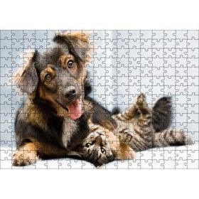 Cakapuzzle Sıkı Dostlar Sevimli Köpek ve Kedicik Mdf 255 Parça Puzzle
