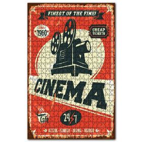 Cakapuzzle Sinema Reklamı Retro Tablo Ahşap 1000 Parça Puzzle