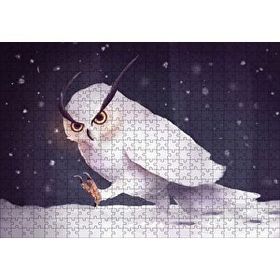 Cakapuzzle Sinirli Kar Baykuşu 120 Parça Ahşap Puzzle