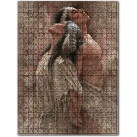 Cakapuzzle Sırt Sırta Vermiş Kızılderili Kadın ve Erkek Ahşap 255 Parça Puzzle