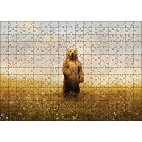 Cakapuzzle Sisli Çayırda Ayakta Duran Boz Ayı 120 Parça Ahşap Puzzle