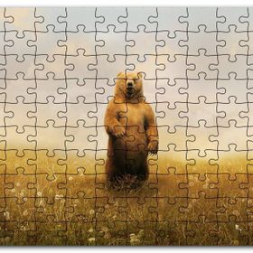 Cakapuzzle Sisli Çayırda Ayakta Duran Boz Ayı Mdf 1000 Parça Puzzle