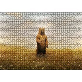Cakapuzzle Sisli Çayırda Ayakta Duran Boz Ayı Mdf 1000 Parça Puzzle