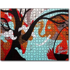 Cakapuzzle Siyah Ağaç Fil ve Soyut Şekiller 1000 Parça Puzzle