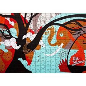 Cakapuzzle Siyah Ağaç Fil ve Soyut Şekiller 120 Parça Ahşap Puzzle