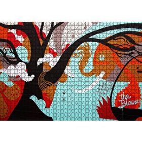 Cakapuzzle Siyah Ağaç Fil ve Soyut Şekiller 120 Parça Ahşap Puzzle