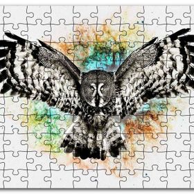 Cakapuzzle Siyah Beyaz Baykuş Animasyonu Görseli Mdf 1000 Parça Puzzle