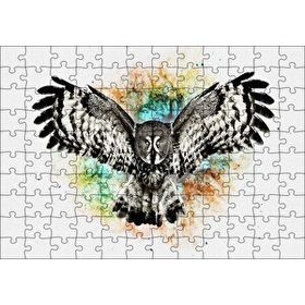 Cakapuzzle Siyah Beyaz Baykuş Animasyonu Görseli Mdf 120 Parça Puzzle