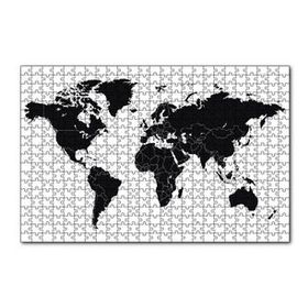 Cakapuzzle Siyah Beyaz Dünya Haritası 120 Parça Ahşap Puzzle