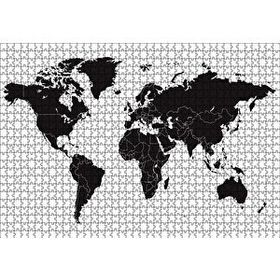 Cakapuzzle Siyah Beyaz Dünya Haritası 120 Parça Ahşap Puzzle