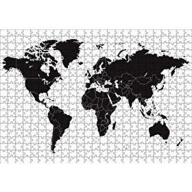 Cakapuzzle Siyah Beyaz Dünya Haritası 120 Parça Ahşap Puzzle