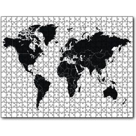 Cakapuzzle Siyah Beyaz Dünya Haritası 255 Parça Puzzle