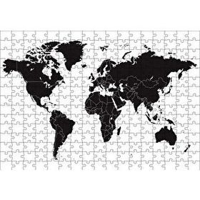 Cakapuzzle Siyah Beyaz Dünya Haritası 255 Parça Puzzle