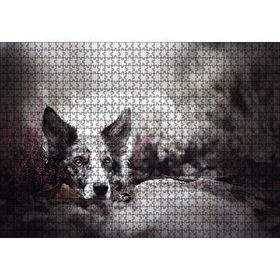 Cakapuzzle Siyah Beyaz İngliz Çoban Köpeği 120 Parça Ahşap Puzzle