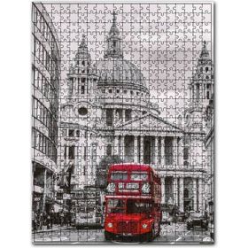 Cakapuzzle Siyah Beyaz Londra ve Kırmızı Otobüs 255 Parça Puzzle