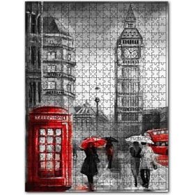 Cakapuzzle Siyah Beyaz Londrada Kırmızı Detaylar 255 Parça Puzzle